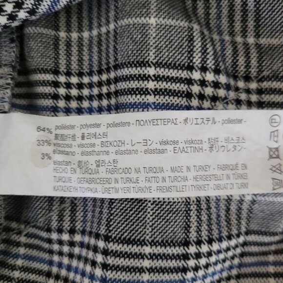 Zara Woman Sleeveless Plaid Top Size S Black/White/Blue Ruffle Detail Office - Picture 8 of 8